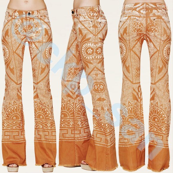 Rare Free People Discharge Bali Flare Jeans Sz 26 - Picture 2 of 16